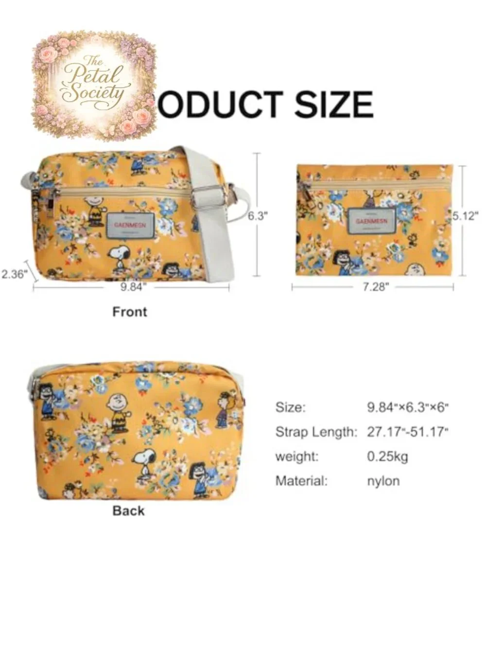 Lightweight Crossbody Bag with Water Resistant Oilcloth Fabric, Everyday